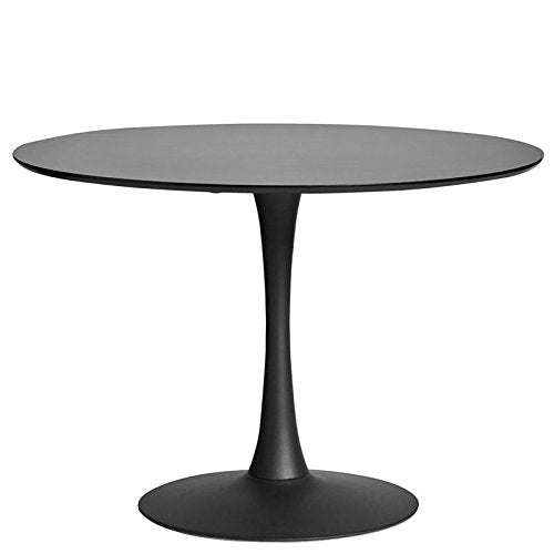 Tousmesmeubles Table de Repas Ronde Noire Pied Central - Still - L 110 x l 110 x H 75 - Neuf