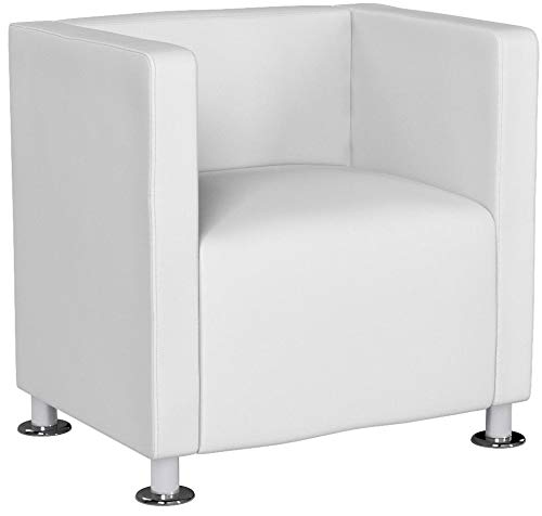 vidaXL Fauteuil Design de Cube Cuir Synthétique Blanc Chaise Sofa Salon
