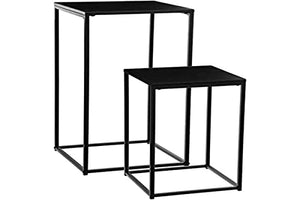 ATMOSPHERA CREATEUR D'INTERIEUR ATM-140352 Atmosphera Lot de 2 sellettes Tables d'appoint en métal-Style Industriel-Coloris Noir, Acier allié, 30 x H. 54 cm