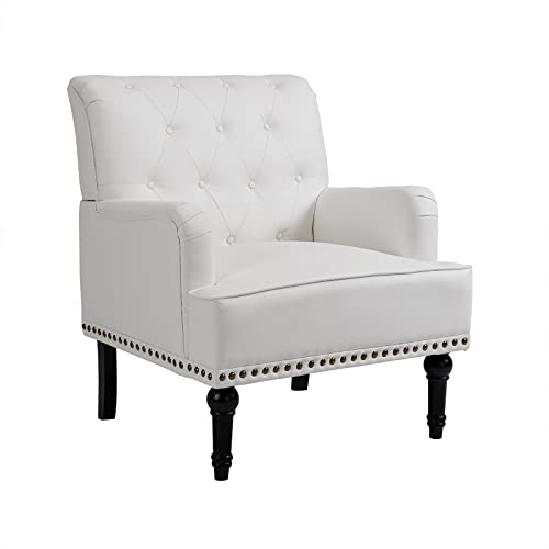 SEPNINE Fauteuil Classique en Cuir synthétique - pour Salon et Chambre - Charge maximale : 150 kg (Blanc) SEPNINE Fauteuil Classique en Cuir synthétique - pour Salon et Chambre - Charge maximale : 150 kg (Blanc)