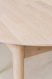 NORDICSTORY Escandi 4 Table de salle à manger nordique extensible ronde 120-155 cm, bois massif chêne, idéal pour cuisine salon, meubles design style nordique couleur chêne blanchi
