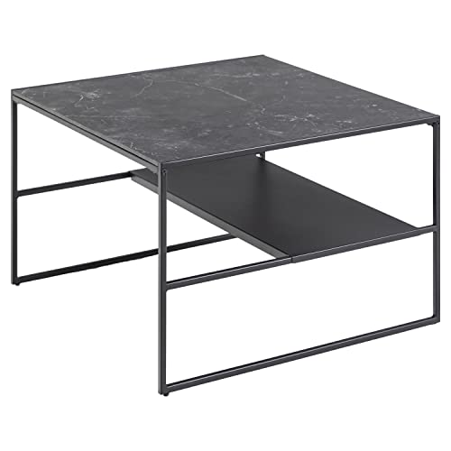 Marque Amazon - Movian Table basse avec étagère, plateau effet marbre, base en métal noir, 70 x 70 x 45 cm Marque Amazon - Movian Table basse avec étagère, plateau effet marbre, base en métal noir, 70 x 70 x 45 cm