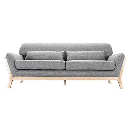 Miliboo Canapé scandinave 3 Places en Tissu Gris et Bois Clair Yoko Miliboo Canapé scandinave 3 Places en Tissu Gris et Bois Clair Yoko
