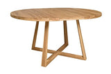 Nordic Story Moby Table de salle à manger extensible ronde en chêne massif avec pieds croisés Style moderne scandinave 4-8 personnes 120-160 x 120 x 75 cm Naturel