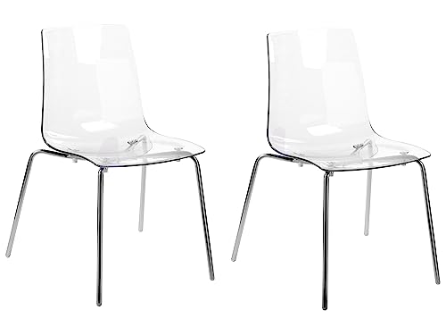 Lot de 2 Chaises de Salle à Manger Transparentes en Polycarbonate Elégante Silerton Lot de 2 Chaises de Salle à Manger Transparentes en Polycarbonate Elégante Silerton