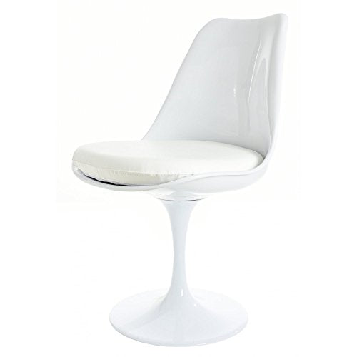 Fusion Living Chaise latérale pivotante Blanc Brillant et Blanc PU