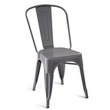 Amazon Basics Lot de 4 chaises de salle à manger en métal - Gris foncé