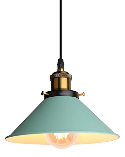 iDEGU Lustre Rétro Suspension Luminaire Vintage 22CM Métal Plafonnier Abat-jour Industriel E27 Lampe de Plafond pour Salon Cuisine Chambre Restaurant (Vert - 1 Lampe) iDEGU Lustre Rétro Suspension Luminaire Vintage 22CM Métal Plafonnier Abat-jour Industriel E27 Lampe de Plafond pour Salon Cuisine Chambre Restaurant (Vert - 1 Lampe)