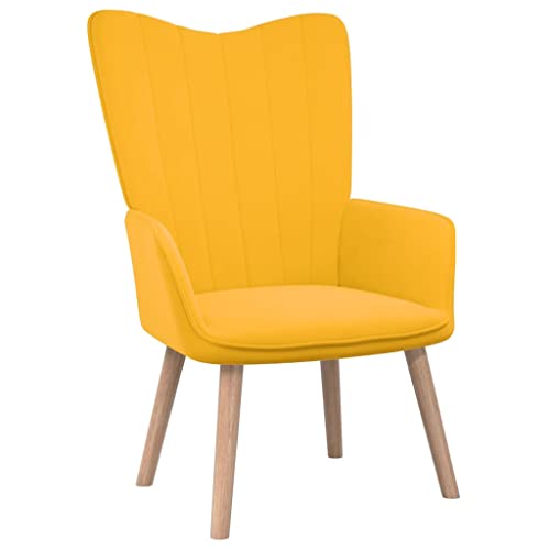 Fauteuil De Détente En Velours Jaune Moutarde - Chaise Relaxation Salon - Design Moderne - Dimensions 70x61x96,5 Cm - Capacité 110 Kg