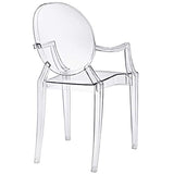 LexMod Fauteuil de Salle à Manger Casper en Plastique, Plastique, Claire, 53x56x91 cm