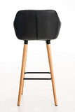 CLP Tabouret de Bar Grant Similicuir - Chaise Haute de Bar Confortable Design Scandinave - Tabouret de Bar Industriel avec Dossier et Accoudoir - Couleur: Noir