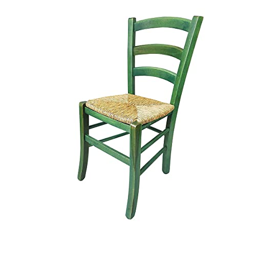 ZStyle Chaise en paille modèle Venezia en bois coloré, pour restaurant, gîte, cuisine - vert, bleu, jaune, rouge ZStyle Chaise en paille modèle Venezia en bois coloré, pour restaurant, gîte, cuisine - vert, bleu, jaune, rouge