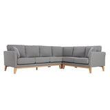 Miliboo Canapé d'angle déhoussable scandinave 5-6 Places en Tissu Gris Clair et Bois Clair Oslo