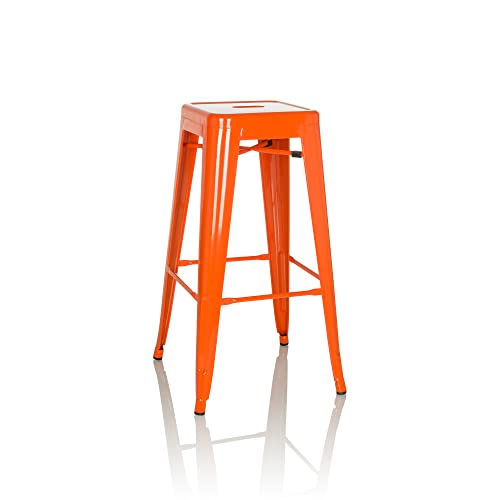 hjh OFFICE Tabouret de Bar VANTAGGIO High Métal Orange, Tabouret Industriel Haut, empilable, 645080