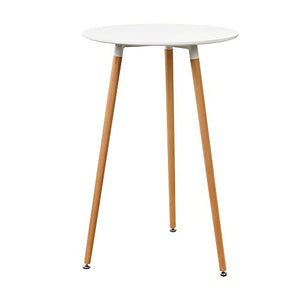 [en.casa] Table de Bar Comptoir de Bar Ronde en Design Rétro MDF Mat Laqué Blanc 70 x 107cm