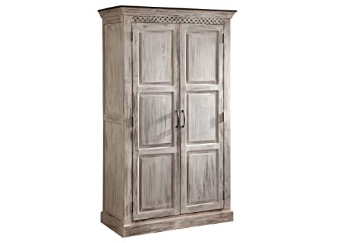 Armoire - Bois Massif de manguier ciré (Blanc Antique) - Style Campagne Chic - Castle Antik #221 Armoire - Bois Massif de manguier ciré (Blanc Antique) - Style Campagne Chic - Castle Antik #221