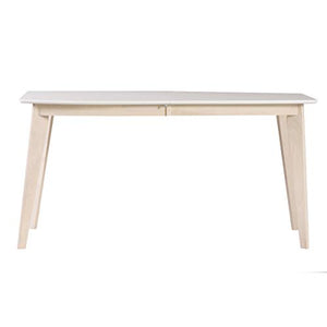 Miliboo Table à Manger Extensible scandinave Blanc et Bois Clair L150-200 cm Leena