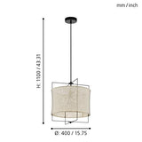 Eglo Lampe Noir Suspension 1 ampoule Ø 40 cm Noir