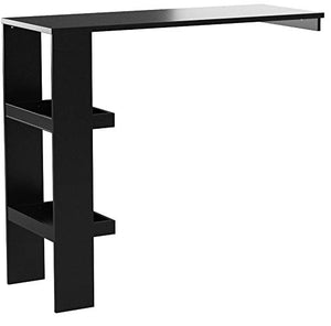 SoBuy® FWT55-Sch Table de Bar Murale Table Haute de Bar Mange-Debout Cuisine avec 2 étagères de Rangement - Noir