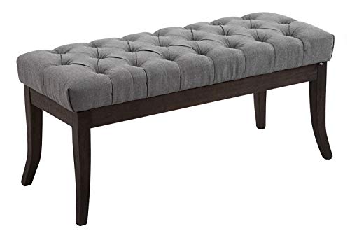 CLP Banquette Elégante Ramses en Tissu I Assise avec Coutures Décoratives I Banc Design avec Pieds en Bois Antique Sombre, Couleur:Gris, Taille:100 cm