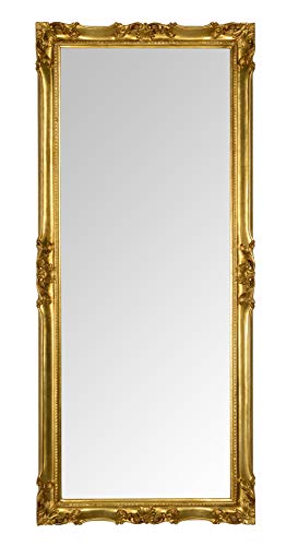 MO.WA Miroir Mural avec Cadre Classique Style Baroque Français Fini à la Main avec Feuille d'or. Mesure extérieure Cm.62x142 Fabriqué en Italie