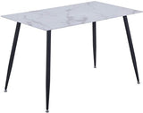 GOLDFAN Table à Manger Design Moderne avec Pieds en Métal pour Salle à Manger Salon Bureau (Blanc, 110 x 70 x 75 cm)