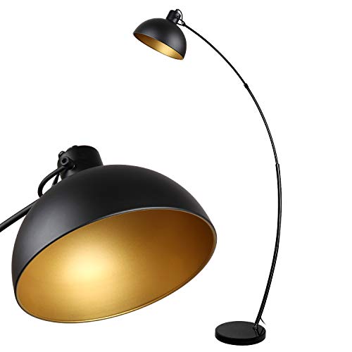 Osasy Lampadaire Arc, lampe à pied design rétro, Abat-jour réglable, 1x E27 max. 60 Watt, métal, en noir-doré,Lampadaires pour le salon, les salons,la lecture Osasy Lampadaire Arc, lampe à pied design rétro, Abat-jour réglable, 1x E27 max. 60 Watt, métal, en noir-doré,Lampadaires pour le salon, les salons,la lecture