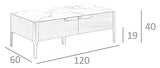 Angel CERDA Table Basse rectangulaire avec Plateau en Fibre de Verre Effet marbre. Structure en Noyer. Tiroirs avec poignées en Acier de Couleur cuivre et Fermeture retardée.
