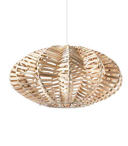 Luminaire Aina, suspension rotin, 60 W, naturel, ø 51 x H 29 cm