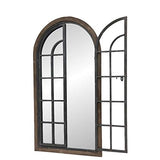 Miroir Fenêtre en Bois Fer Métal Campagne Industriel 110 cm