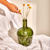 Vase Dame Jeanne 4L en Verre Lisse Couleur Vert Olive - Bouteille ou Carafe en Verre de Style Méditerranéen pour la Décoration de la Maison ou du Jardin comme Vase
