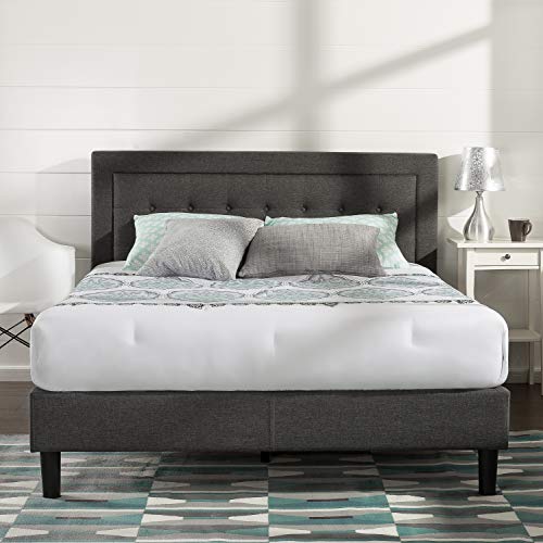Cadre de lit plateforme capitonné 35 cm Dachelle ZINUS | Sommier | Support à lattes en bois | Facile à monter | 160 x 200 cm | Gris foncé Cadre de lit plateforme capitonné 35 cm Dachelle ZINUS | Sommier | Support à lattes en bois | Facile à monter | 160 x 200 cm | Gris foncé