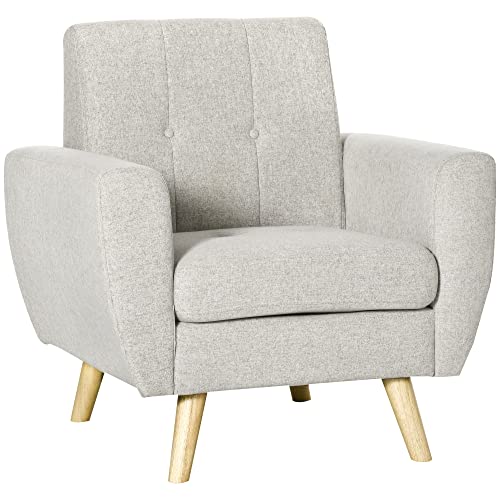 HOMCOM Fauteuil de Salon Relax Style scandinave Dossier capitonné en Tissu 85 x 76,5 x 86 cm - Gris Clair et Pieds en Bois HOMCOM Fauteuil de Salon Relax Style scandinave Dossier capitonné en Tissu 85 x 76,5 x 86 cm - Gris Clair et Pieds en Bois