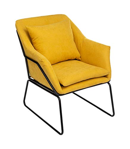 ATMOSPHERA CREATEUR D'INTERIEUR ATM-156963B Atmosphera Fauteuil Chet Jaune Moutarde, Fer Mousse PU Polyester, cm