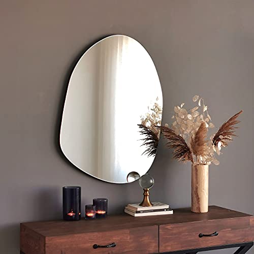 Gozos Denia Miroir Murale | Asymétrique Miroir | Objet Décoratif pour Les Murs | Idéal comme Objet de Décoration en Salon, Salle de Bain, Miroir Maquillage | 75 x 55 x cm