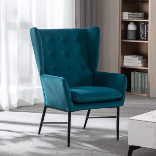 Wahson Fauteuils de Salon, Fauteuil Salon Scandinave en Velours avec Pieds Métal, Fauteuil Moderne avec Accoudoirs pour Salon/Chambre, Bleu Sarcelle Wahson Fauteuils de Salon, Fauteuil Salon Scandinave en Velours avec Pieds Métal, Fauteuil Moderne avec Accoudoirs pour Salon/Chambre, Bleu Sarcelle