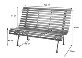 Banc de Jardin HWC-F97, Banc du Parc, Banquette en Bois, Fonte, 3 Places, 122cm, 22kg - Marron Clair