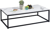MEUBLES COSY Salon Table Basse Design Moderne Style Industriel, Structure en Métal, Marbre, 110x60x34cm