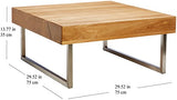 HomeTrends4You 266222 Table Basse en chêne Massif huilé, 75 x 35 x 75 cm