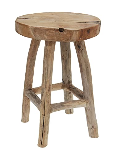 Spetebo Tabouret en teck massif - 42 cm - En bois massif - Robuste - Pour fleurs