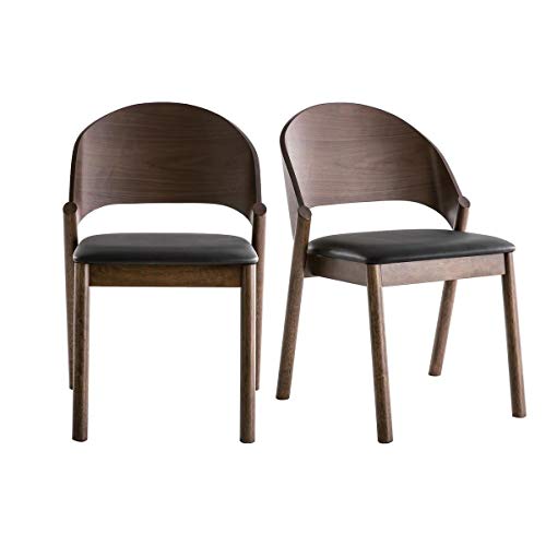 Miliboo Chaises Vintage en Bois foncé Noyer et assises Noires (Lot de 2) Avalon Miliboo Chaises Vintage en Bois foncé Noyer et assises Noires (Lot de 2) Avalon