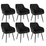 WOLTU Chaises Salle à Manger Lot de 6, Fauteuil Salon, Chaise Scandinave, Chaise de Cuisine en Velours, Assis Rembourré avec Accoudoirs et Dossier, Pieds en Métal, Noir, BH352sz-6