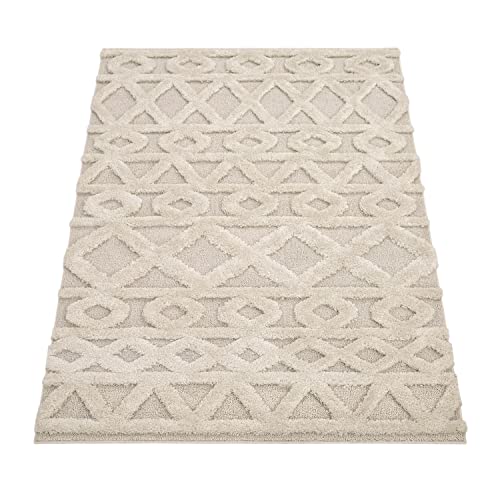 Paco Home Tapis Poils Longs Tapis De Salon Tapis Shaggy Aspect 3D Ethnique Boho Look Vintage Doux, Dimension:200x280 cm, Couleur:Crème Paco Home Tapis Poils Longs Tapis De Salon Tapis Shaggy Aspect 3D Ethnique Boho Look Vintage Doux, Dimension:200x280 cm, Couleur:Crème