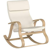 SONGMICS Fauteuil à Bascule en Bois de Bouleau, Chaise berçante, avec Oreiller, Housse en Coton, Capacité de Charge 120 kg, Beige LYY30M