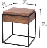 Marque Amazon - Rivet - Table d'appoint à 1 tiroir, en noyer et à structure en métal noir, 43 x 43 x 52 cm