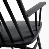 Kave Home - Chaise de Salle à Manger Tressia Noir avec accoudoirs en Bois Massif de Caoutchouc