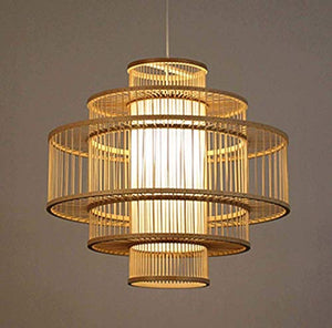 Lustre Bambou Tissé Lustre Lampe Restaurant Boutique Café Bar Tea Room Lampe Bamboo Chandelier E27 (50 * 50cm)