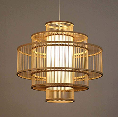 Lustre Bambou Tissé Lustre Lampe Restaurant Boutique Café Bar Tea Room Lampe Bamboo Chandelier E27 (50 * 50cm)