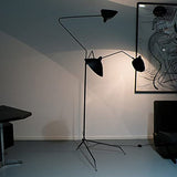 MZXUN Nordic DaWn Spider Serge Mouille Lampadaire à LED pour chambre à coucher Style industriel Simple Salon Couleur de l'abat-jour : 3 têtes Noir