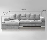 Amaris Elements | Canapé d'angle « Newman » avec 6 Coussins, Tissu Velours Marron, Salon de Jardin 4 Places 2.95m
